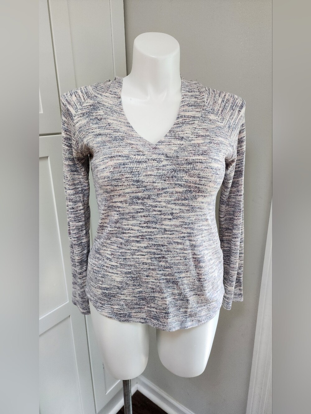 Db Sunday Space Dye Hooded Pullover Sweater V-Neck Size Medium